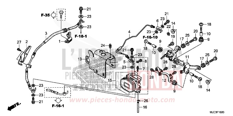 REAR VALVE UNIT (CBR600RA) for CBR600RR ABS VIBRANT ORANGE (YR250) from 2013